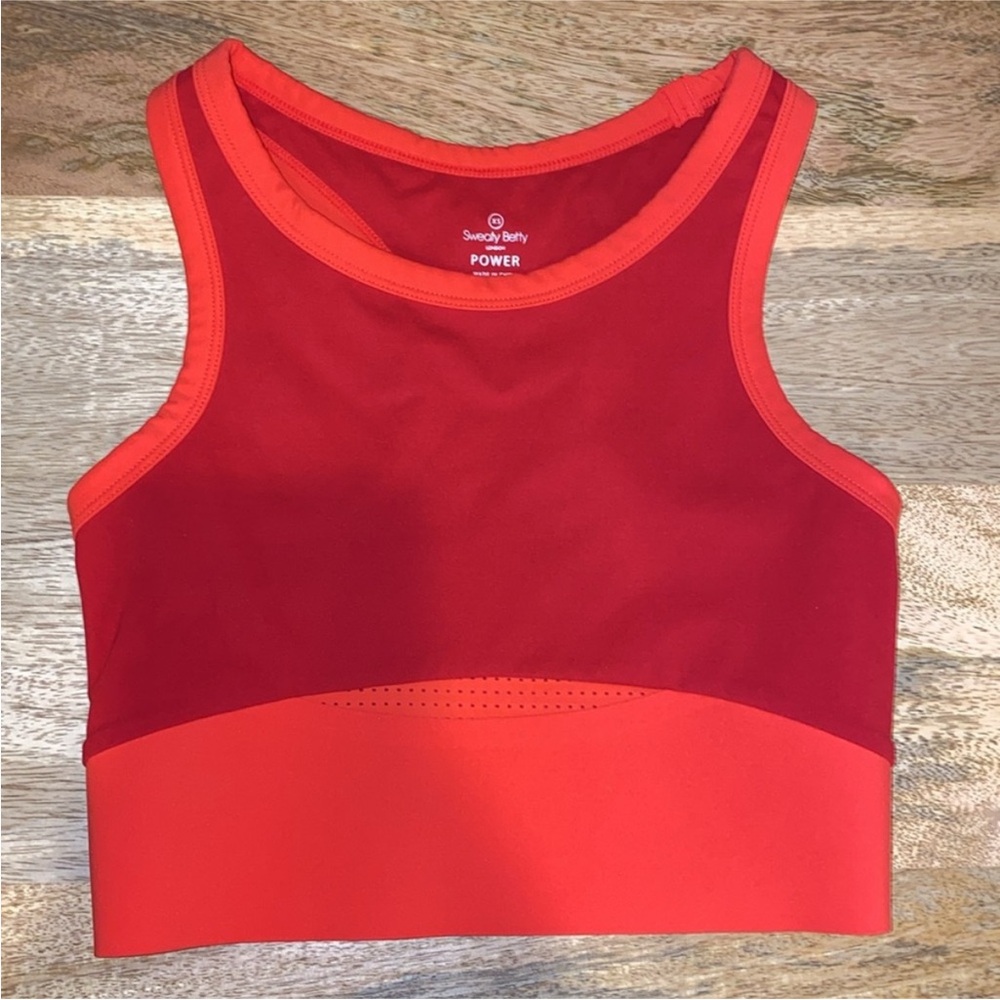 Sweaty Betty Power Frame Longline Sports Bra in Red/Orange